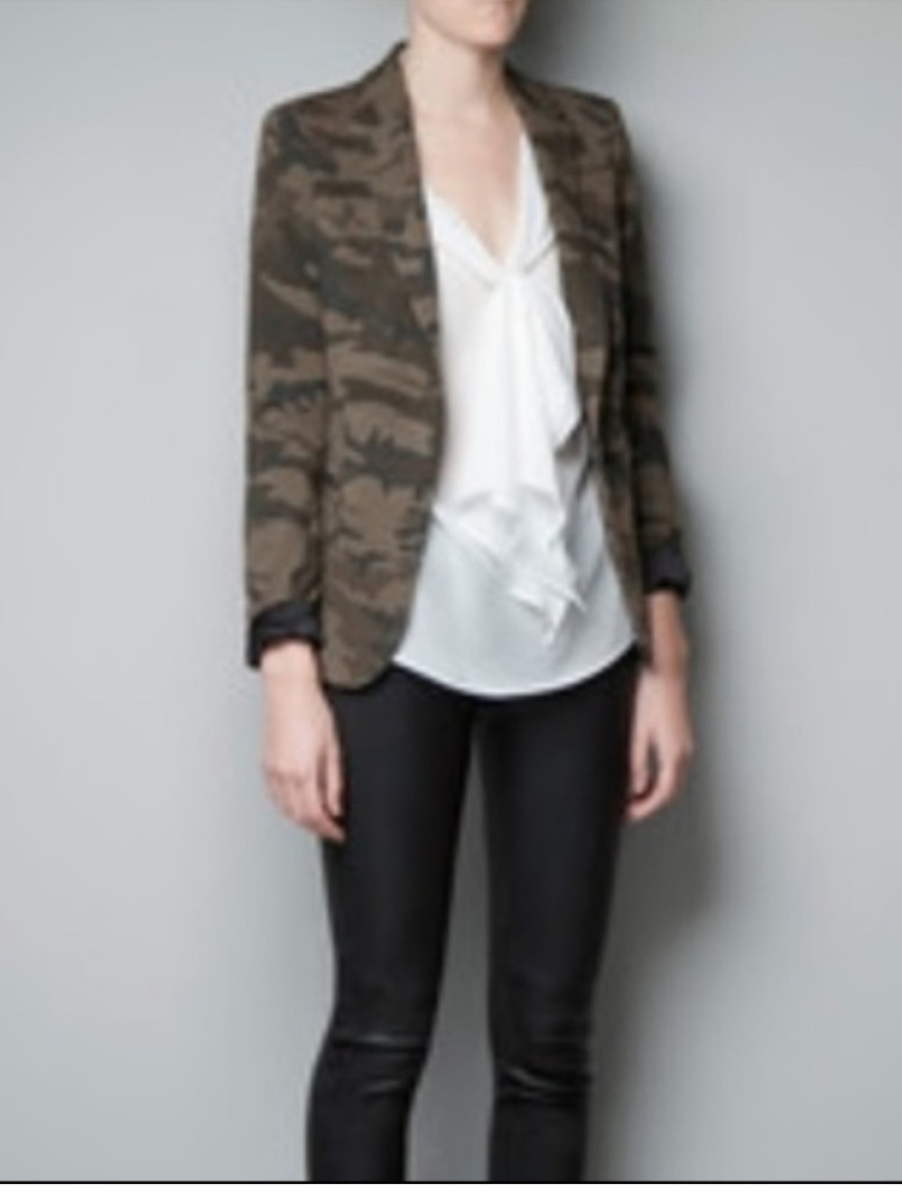 Zara Camo Blazer Military Army Green XS